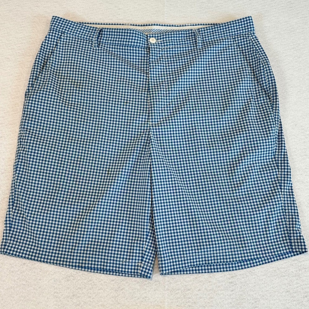 FootJoy Mens Blue White Gingham Golf Shorts Performance Size 40 Check FJ Logo